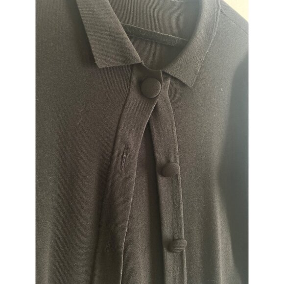 Black Button-Up Cardigan Sweater With Polo Collar Women's Size M - Picture 4 of 5